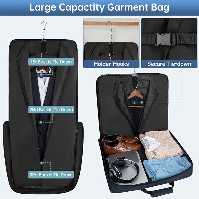 Garment Bags for Travel, Large Suit Travel Bag Convertible Travel Garment Bag - Image 3