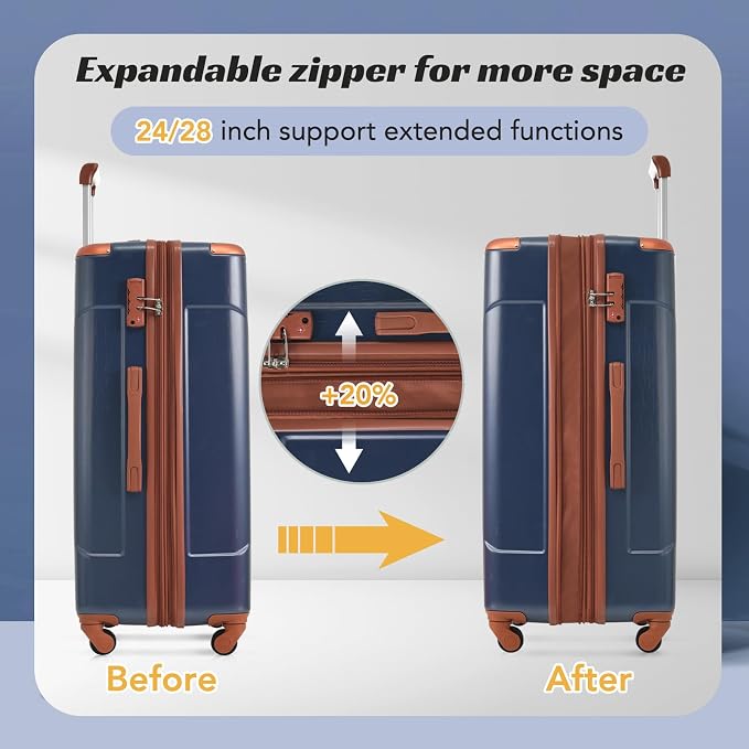 Merax Luggage Set 3 Piece Expandable Lightweight Suitcases - Image 3