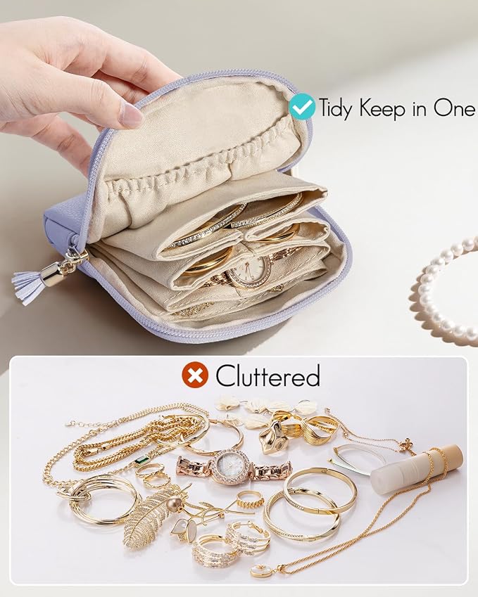 Vlando Small Jewelry Travel Case, Jewelry Pouch Bags - Image 6