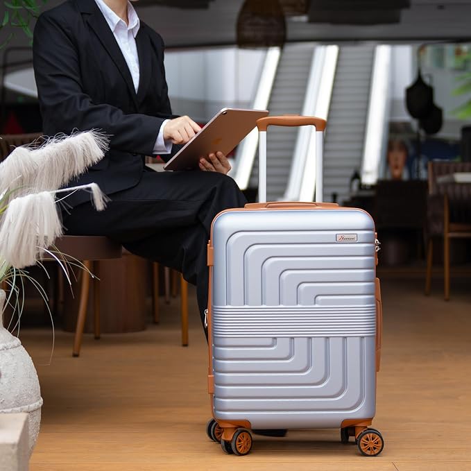 Romswi Expandable 28" Checked Luggage, Large Hardshell Suitcase - Image 2