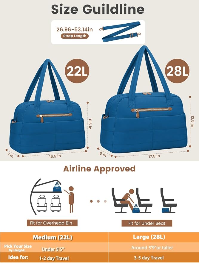 Travel Duffle Bag, Puffer Carry On Duffel Bag - Image 5