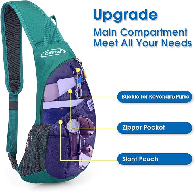 G4Free Sling Bag for Men Women, Small Crossbody Backpack Lightweight Chest - Image 2