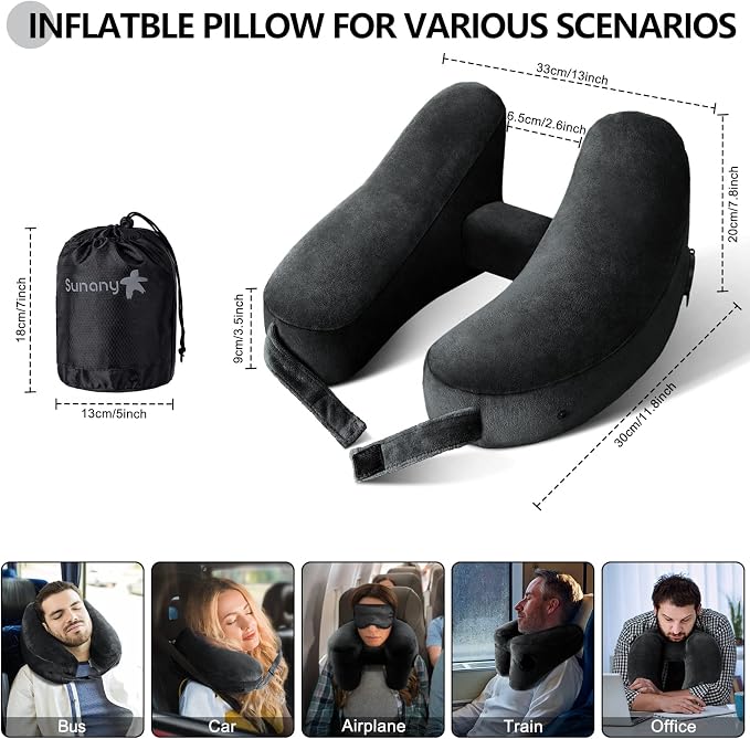 Sunany Neck Pillow for Travel Inflatable Airplane Pillow Comfortably Supports - Image 4