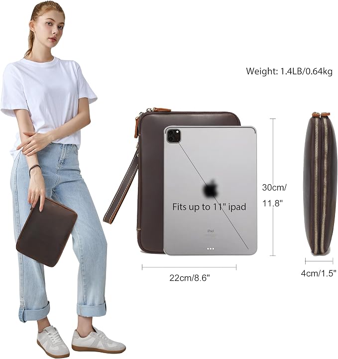LANNSYNE Full Grain Leather Travel Cable Accessories Bag, Electronic Organizer - Image 2