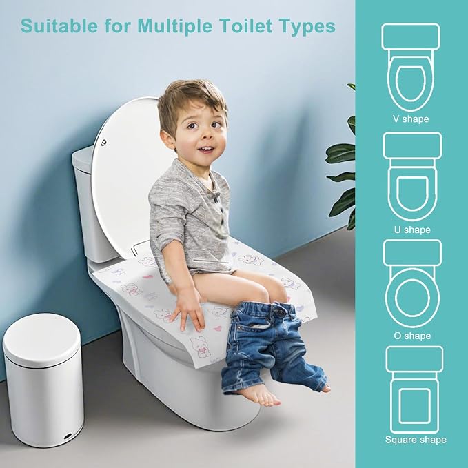 100 Packs Toddler Toilet Seat Covers Disposable, Disposable Toilet Seat Covers - Image 7