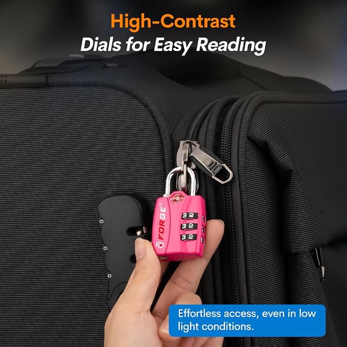 Forge Luggage Locks TSA Approved 4 Pack 4 Colors, Small Combination Lock - Image 6