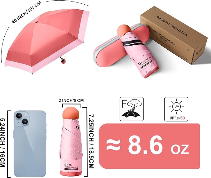 BAODINI Travel Mini Umbrella for Purse - Image 6