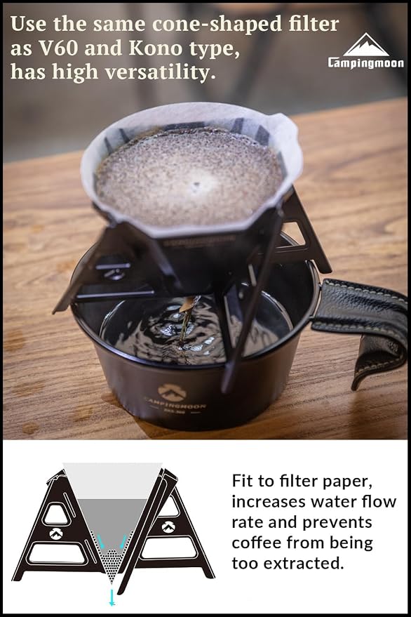 CAMPINGMOON Collapsible Coffee Dripper Pour Over Camping Outdoor 304 Stainless - Image 5