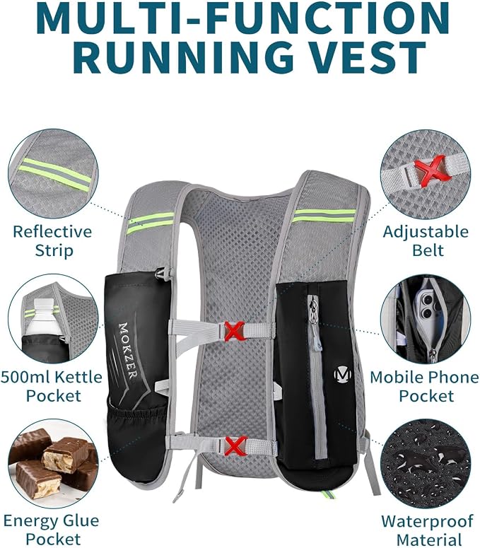 Running Hydration Vest with a 2L Water Bladder, Hydration Pack Lightweight - Image 2