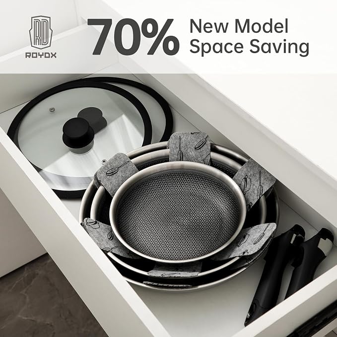 ROYDX Hybrid Nonstick 7-Piece Fry Pan Set, 10 and 12-Inch Frying Pans - Image 6