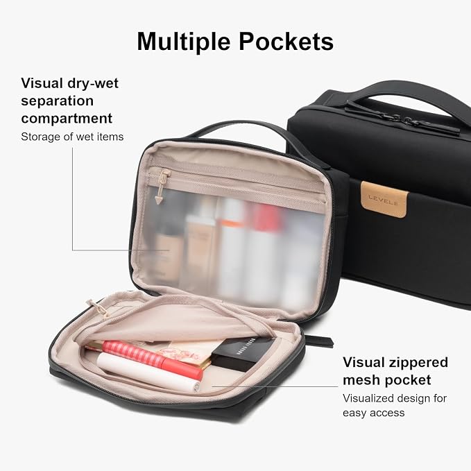 LEVEL8 Travel Toiletry Bag for Men Women, Water Repellent Shaving Bag for - Image 6