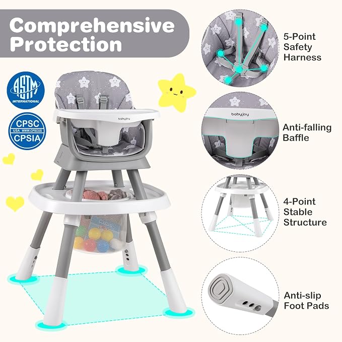 BABY JOY 16 in 1 High Chair, Convertible Baby Highchair - Image 5