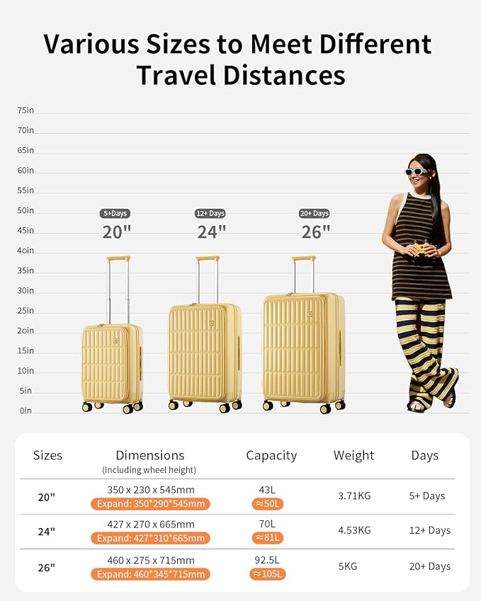 aji Expandable Top Open 26 Inch Checked Luggage - Image 11