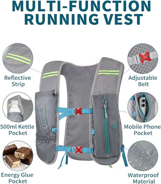 Running Hydration Vest with a 2L Water Bladder, Hydration Pack Lightweight - Image 2