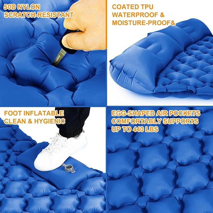 Double Sleeping Pad, Ultralight 4" Extra-Thick Self Inflating Sleeping Mat - Image 2