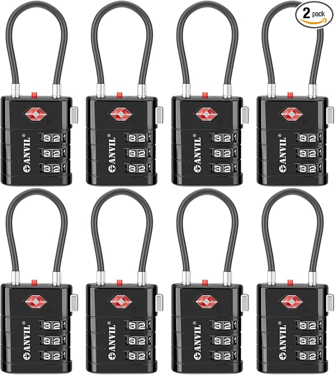 ANVIL TSA Approved Luggage Locks – High Security TSA008 Combination Travel Locks by ANVIL