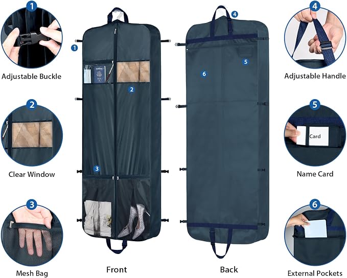 Zilink 60" Garment Bags for Travel Dress Travel Bag for Closet Storage Fur Coat - Image 6