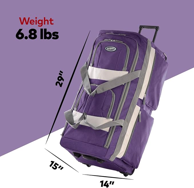Olympia U.S.A. 29 inch Jumbo Size 8 Pockets Wheeled Rolling Duffel Bag Water - Image 3