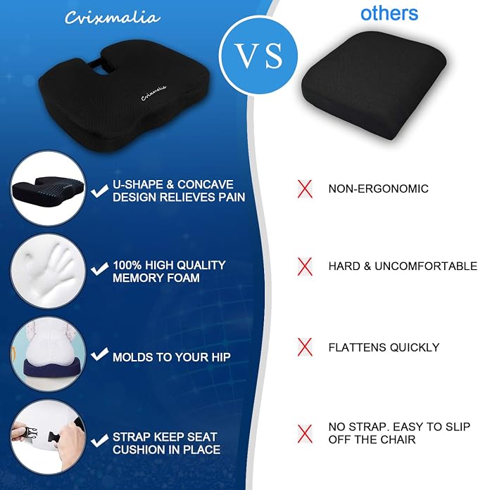 Seat Cushion Premium Memory Foam Non-Slip Coccyx Tailbone Cushion - Image 2