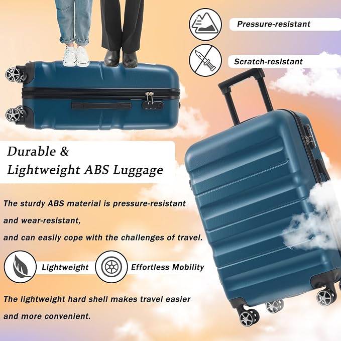 Merax 24 Inch Luggage Set Hardshell ABS Medium Suitcase - Image 2