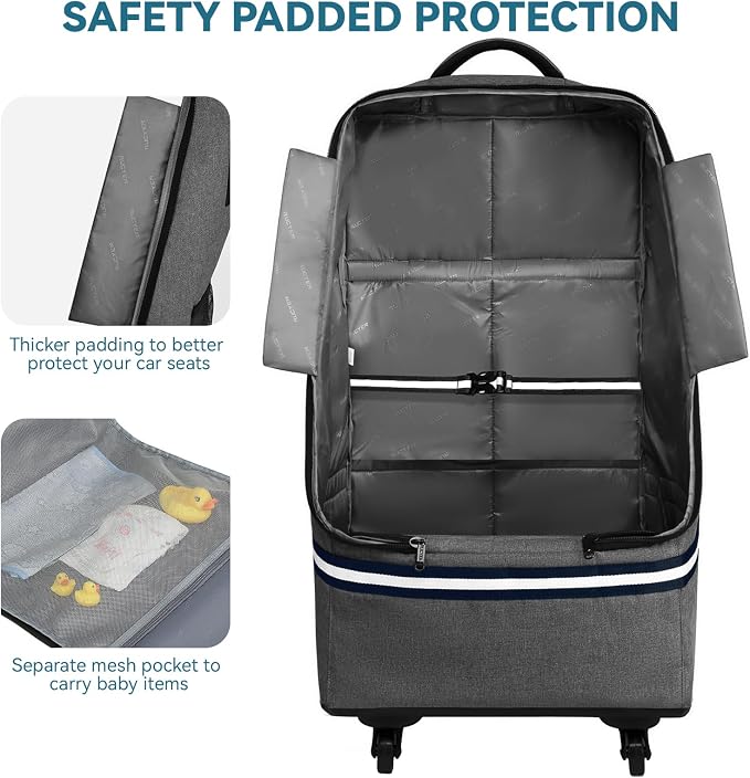 Rolling Car Seat Travel Bag, Padded Carseat Travel Backpack - Image 5