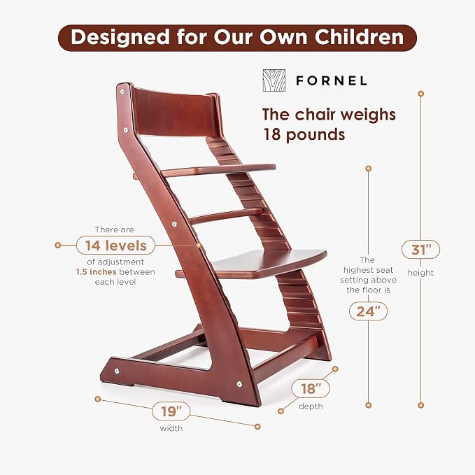 FORNEL Adjustable High Chair in Dark Walnut Finish | The Forever Chair That - Image 2