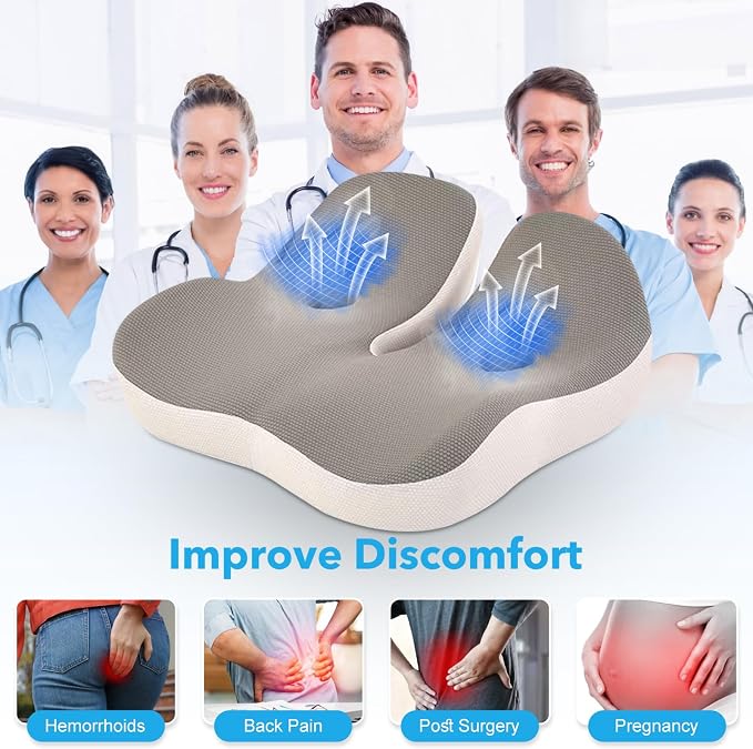 Seat Cushion, Office Chair Memory Cushion, Ergonomic Design, Relieve Sciatica - Image 8
