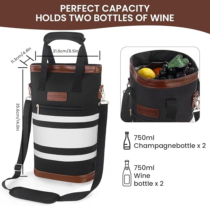 2-Bottle Insulated Wine Carrier Tote - Image 2