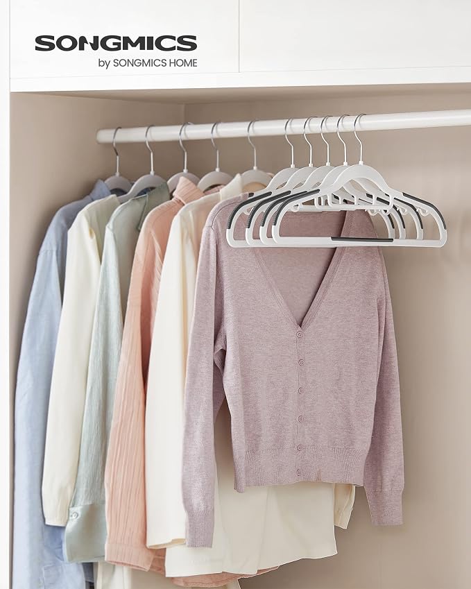SONGMICS Pack of 50 Coat Hangers, Heavy-Duty Plastic Hangers, Clothes Hangers - Image 2
