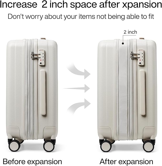 Hanke Expandable Hardshell Luggage Sets 3 piece Carry on Luggage - Image 4