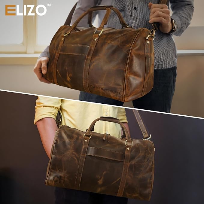 ELIZO Personalized Leather Duffle Bag - Image 6
