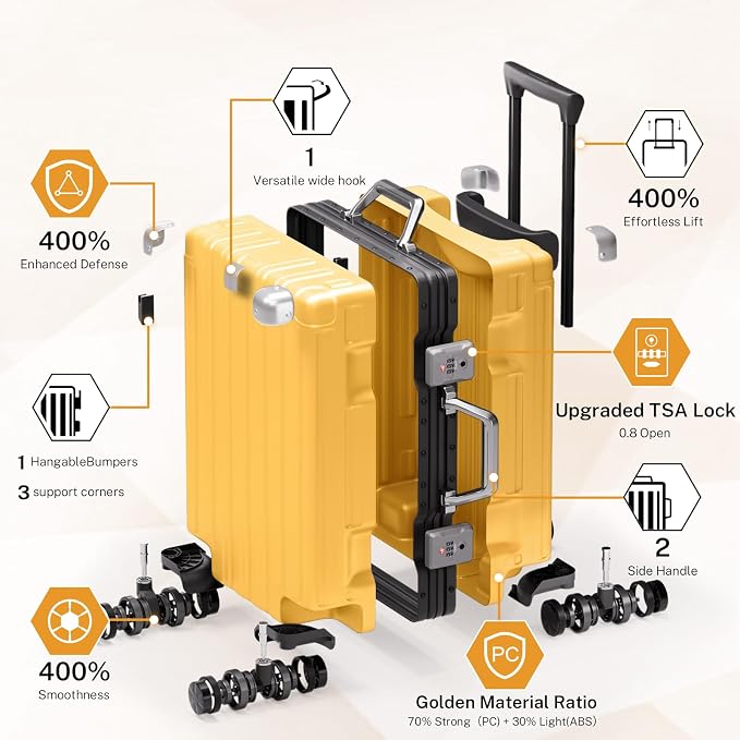 Krute Luggage 24 Inch Aluminum Frame Zipperless Suitcase - Image 4