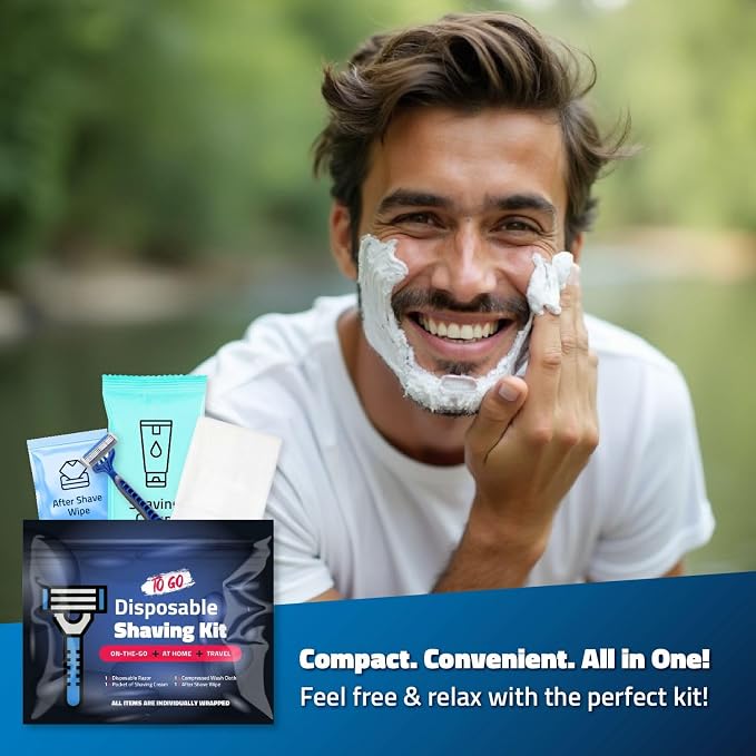 Shaving Kit with Razor, Shaving Cream, Washcloth & Aftershave Wipe – Men’s - Image 5