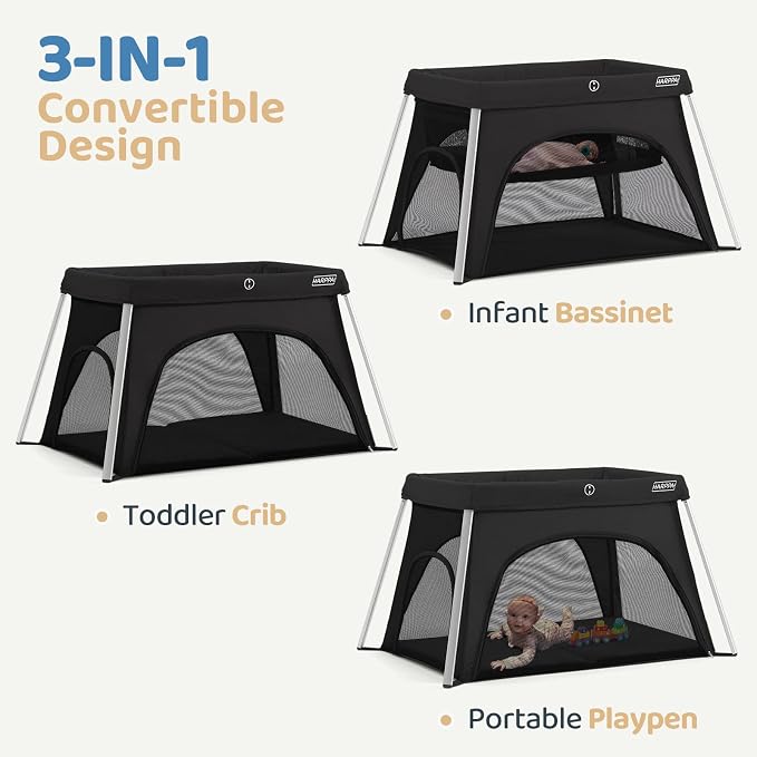 HARPPA Travel Crib with Comfy Mattress, Lightweight Portable Crib Requires No - Image 4