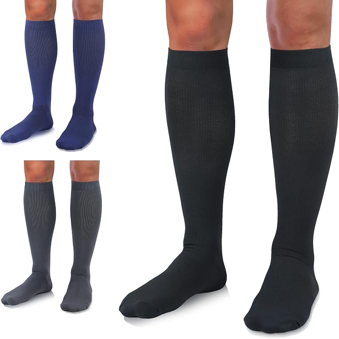 Medical Compression Socks for Women and Men 3 Pairs 20-30 mmHg Knee High by UUSOCKS