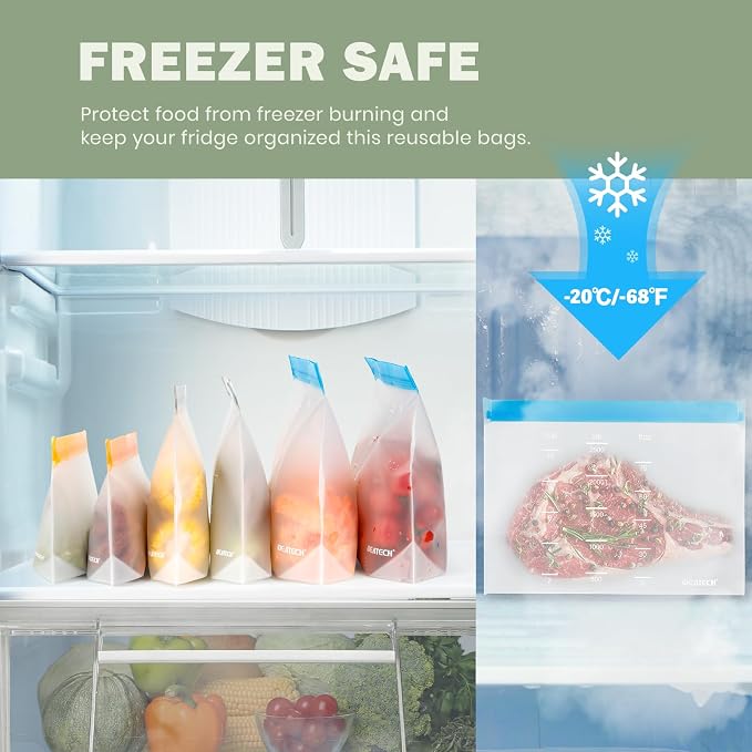 IDEATECH Reusable Sandwich Bags Gallon Freezer Bags Leakproof & Dishwasher Safe - Image 3