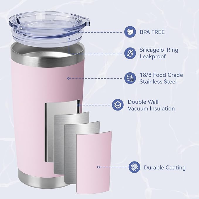 HASLE OUTFITTERS 20oz Stainless Steel Tumblers Bulk, Insulated Travel Cup - Image 2