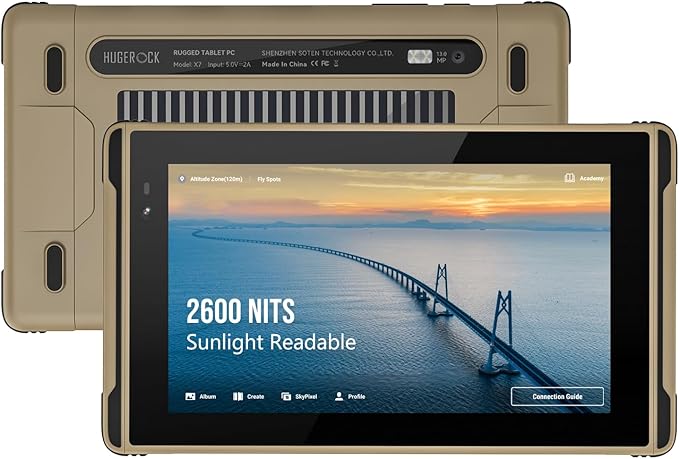 X7 Rugged Tablet 7 inch, 2600nit Sunlight Readable, 8+128GB Android 13 by HUGEROCK