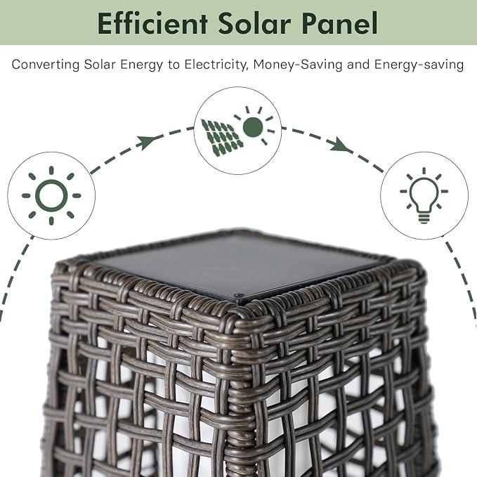 Grand patio Solar Outdoor Floor Lamp Water-Resistant Wicker Deck Lantern Light - Image 3