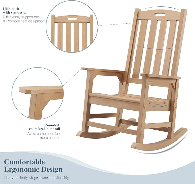 Psilvam Oversized Outdoor Rocking Chair, - Image 5