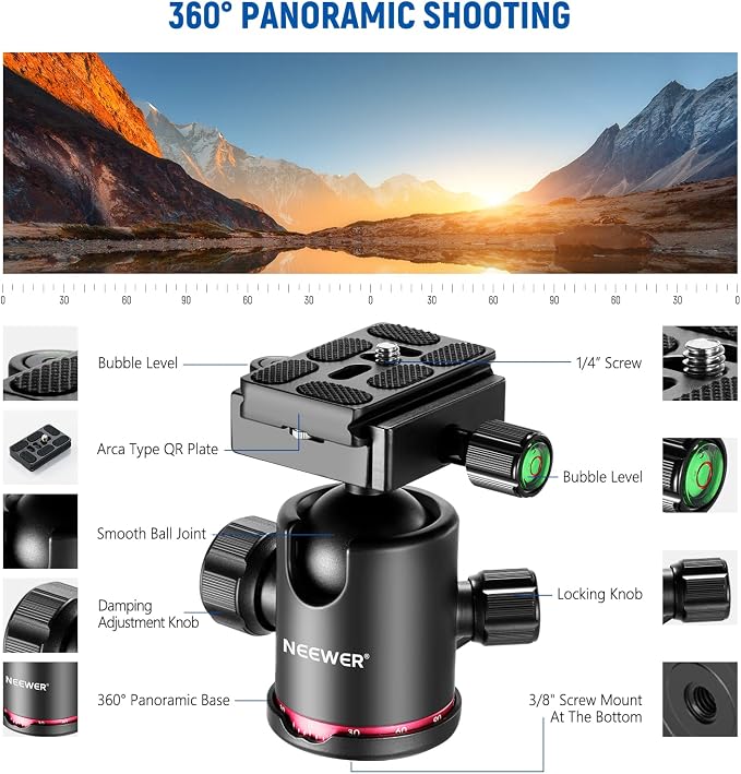 NEEWER Upgraded 80.7" Carbon Fiber Camera Tripod Monopod - Image 8