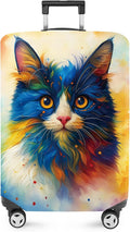 ANNA QUEEN Colorful Cat Luggage Cover, Artistic Blue Cat Design by ANNAQUEEN