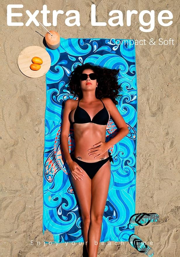 4 Pack Microfiber Lightweight Beach Towel Sand Free Quick Dry Absorbent Thin - Image 3