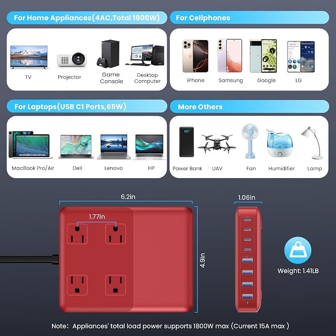 12-in-1 Charging Station USB C Power Strip - Image 4