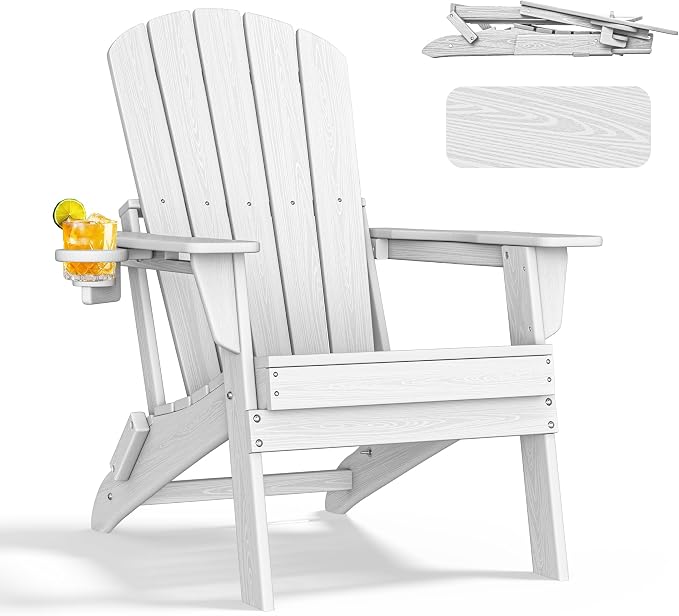 Folding Adirondack Chair, Ergonomic Extended Backrest, HDPE All-Weather by nevilywood