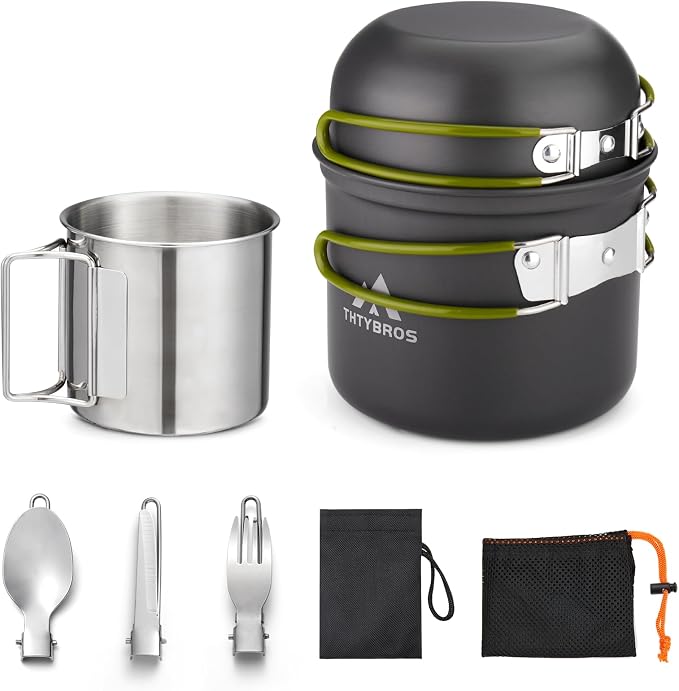 Camping Cookware Kit Backpacking, 0.33Gal Pots and 0.17Gal Pans Set, 0.08Gal by Unknown