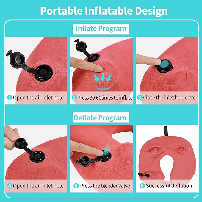 2 Pack Inflatable Travel Neck Pillows - Image 3