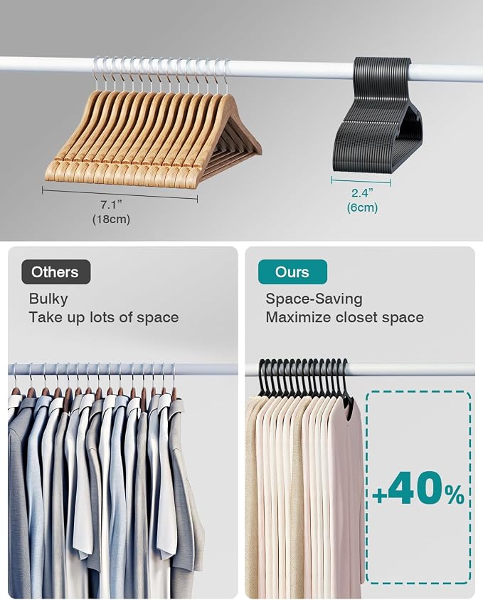 50 Pack Clothes Hangers, Non Slip Plastic Coat Hangers, Space Saving Hangers - Image 5
