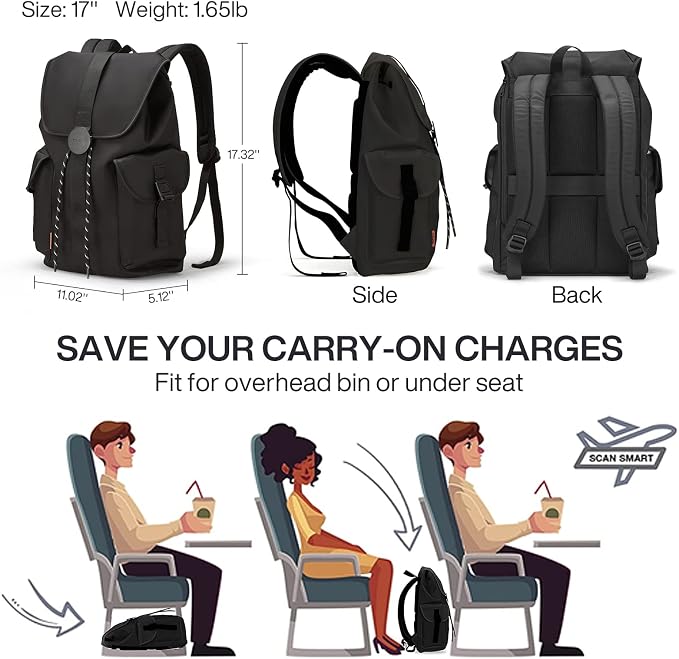 mixi Travel Laptop Backpack for Women & Men Carry On Backpack fits 16'' Laptop - Image 6