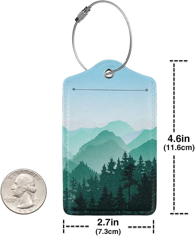 2 Pcs Cute Green Mountain Luggage Tag - Image 2